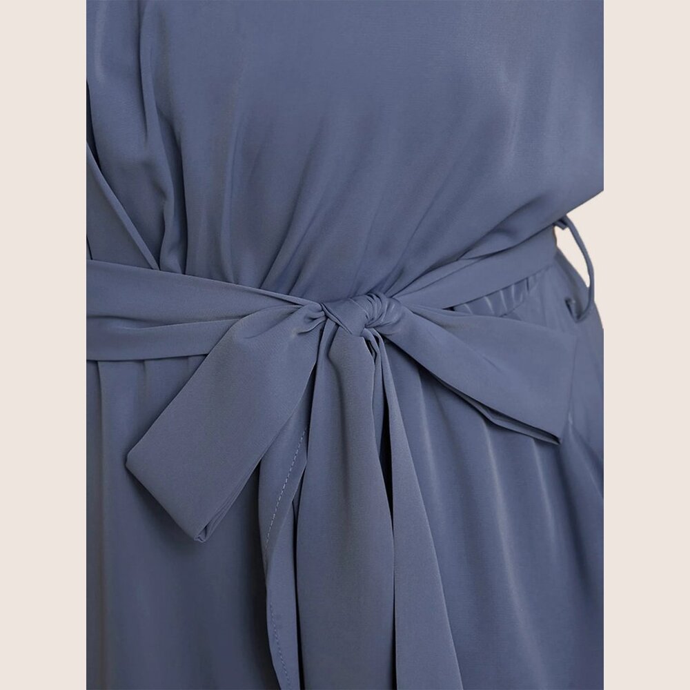 NWT BloomChic StonePlain Dolman Sleeve Pocket Belted Surplice Neck Flutter Dress - Picture 7 of 8